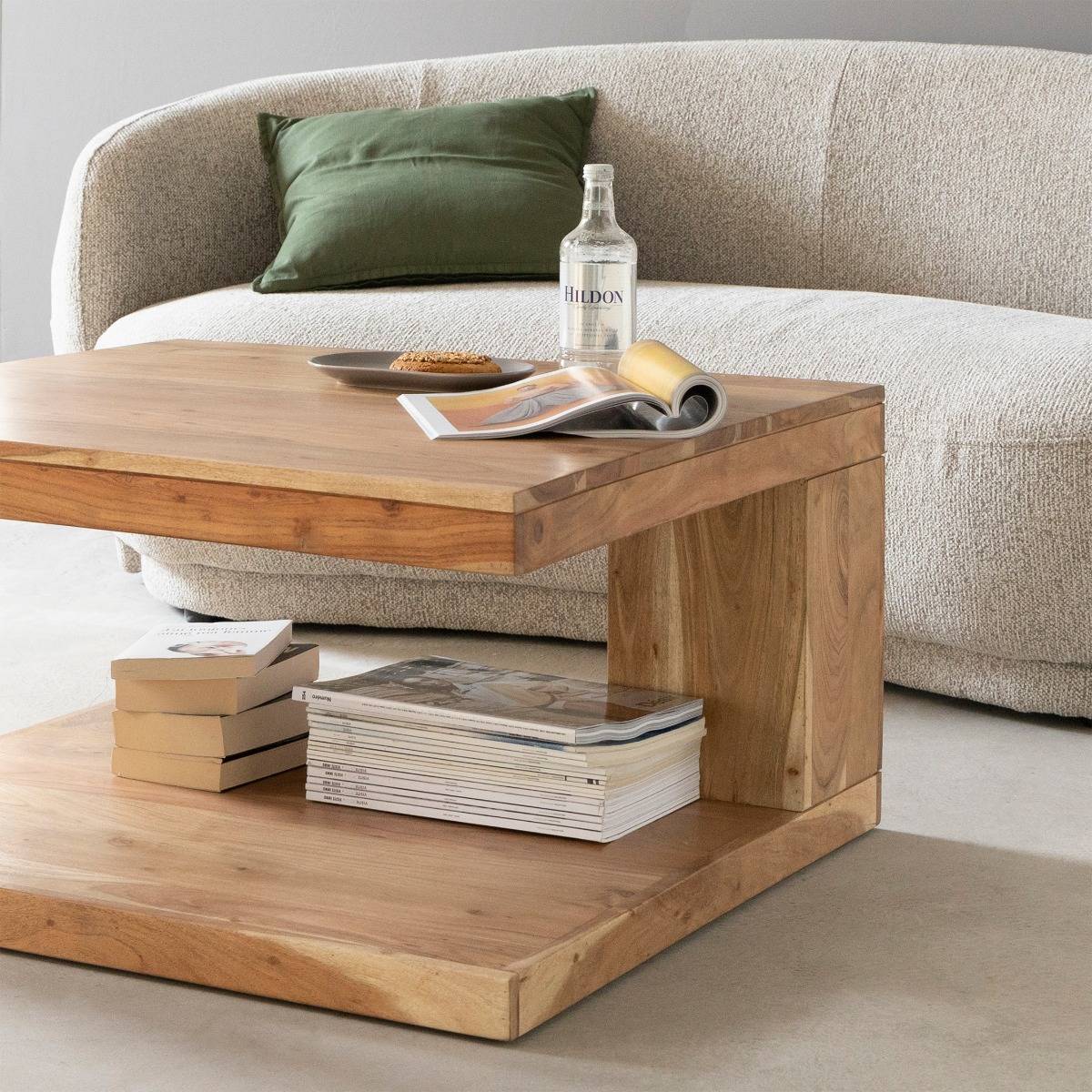 Table basse carrée en bois d'acacia Caël