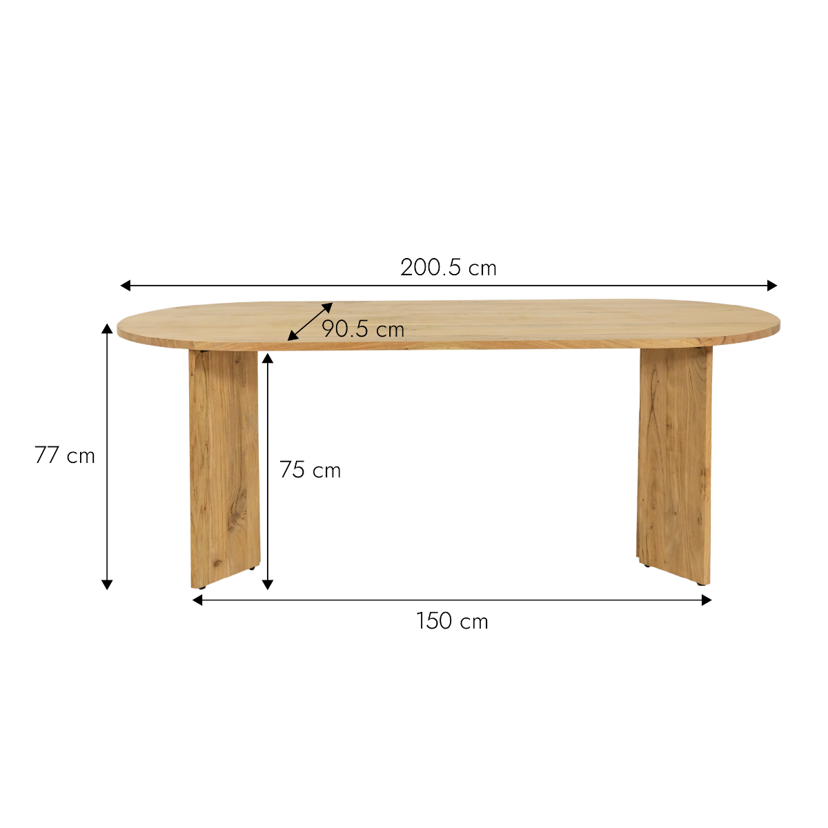 Table à manger ovale en bois d'acacia Elwen