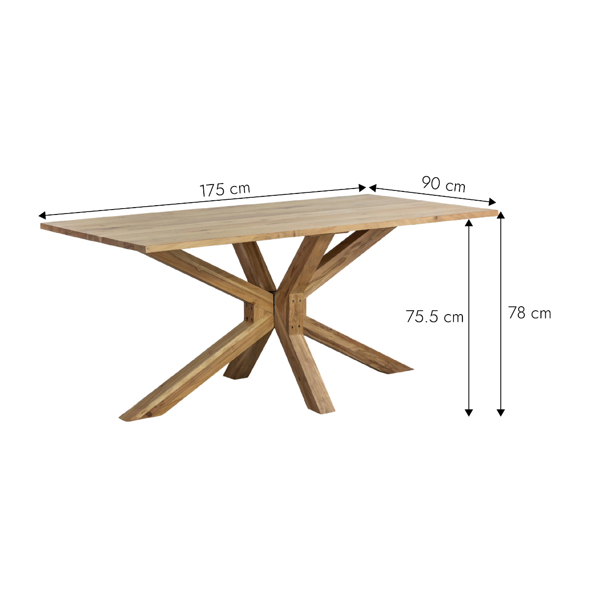 Table à manger rectangulaire en bois d'acacia Izel