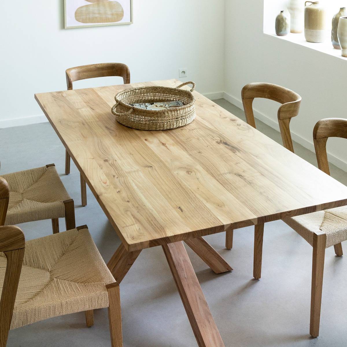 Table à manger rectangulaire en bois d'acacia Izel