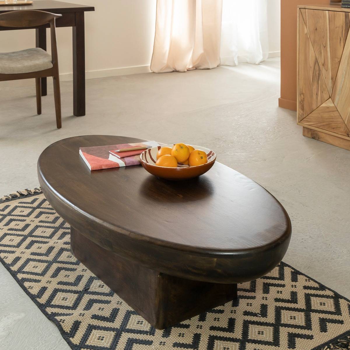 Table basse ovale en bois de manguier Morana