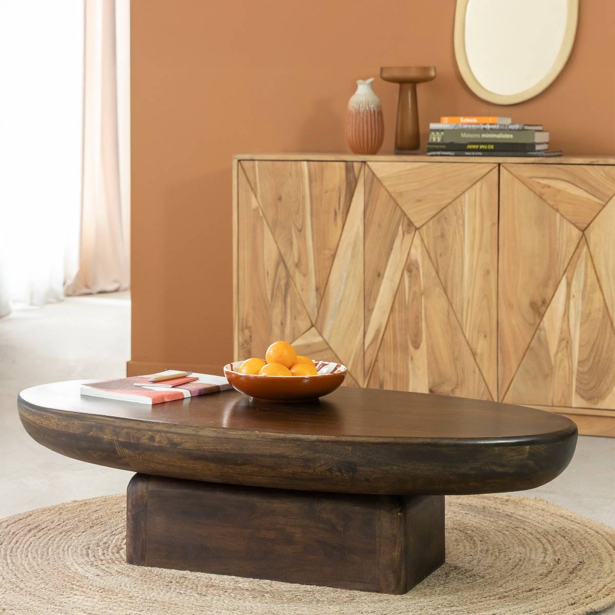 Table basse ovale en bois de manguier Morana
