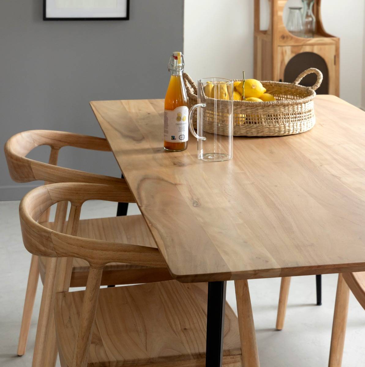 Table à manger en bois d'acacia et métal Alan