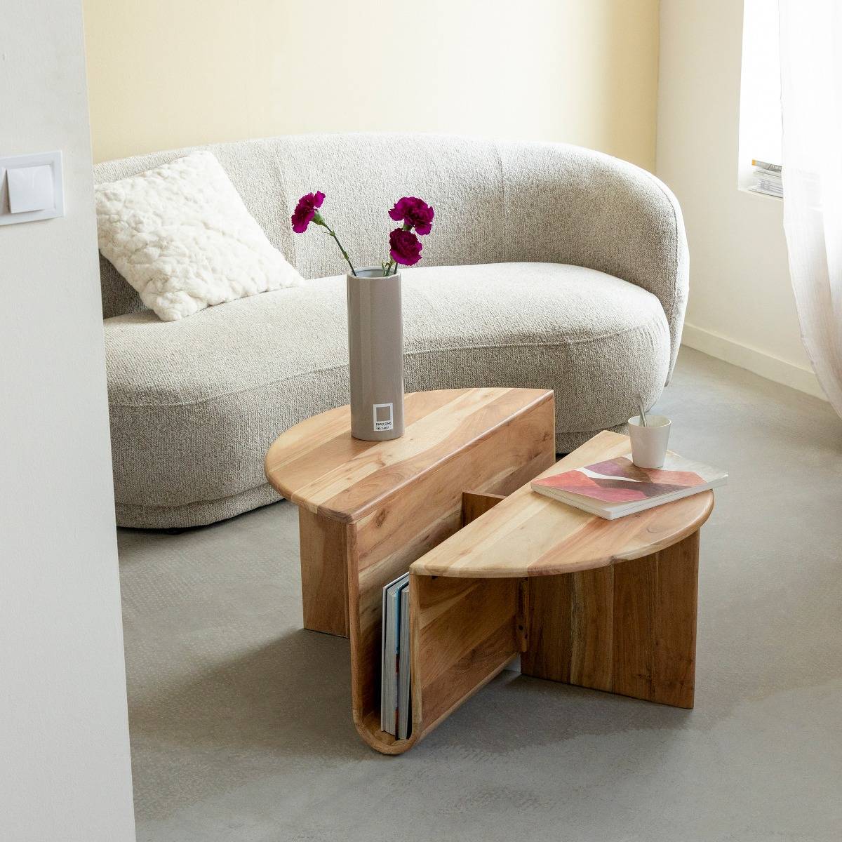 Table basse ronde en bois d'acacia Astare