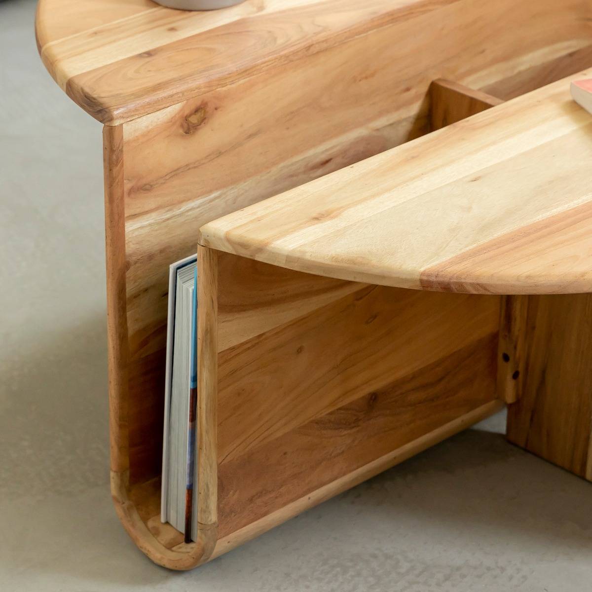 Table basse ronde en bois d'acacia Astare