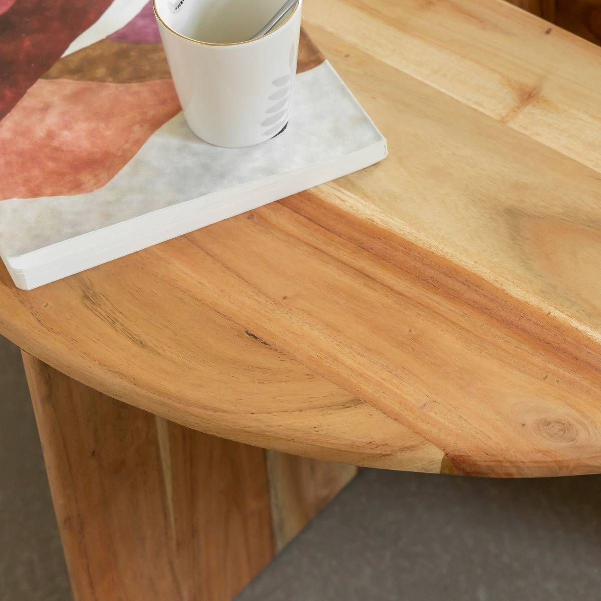 Table basse ronde en bois d'acacia Astare