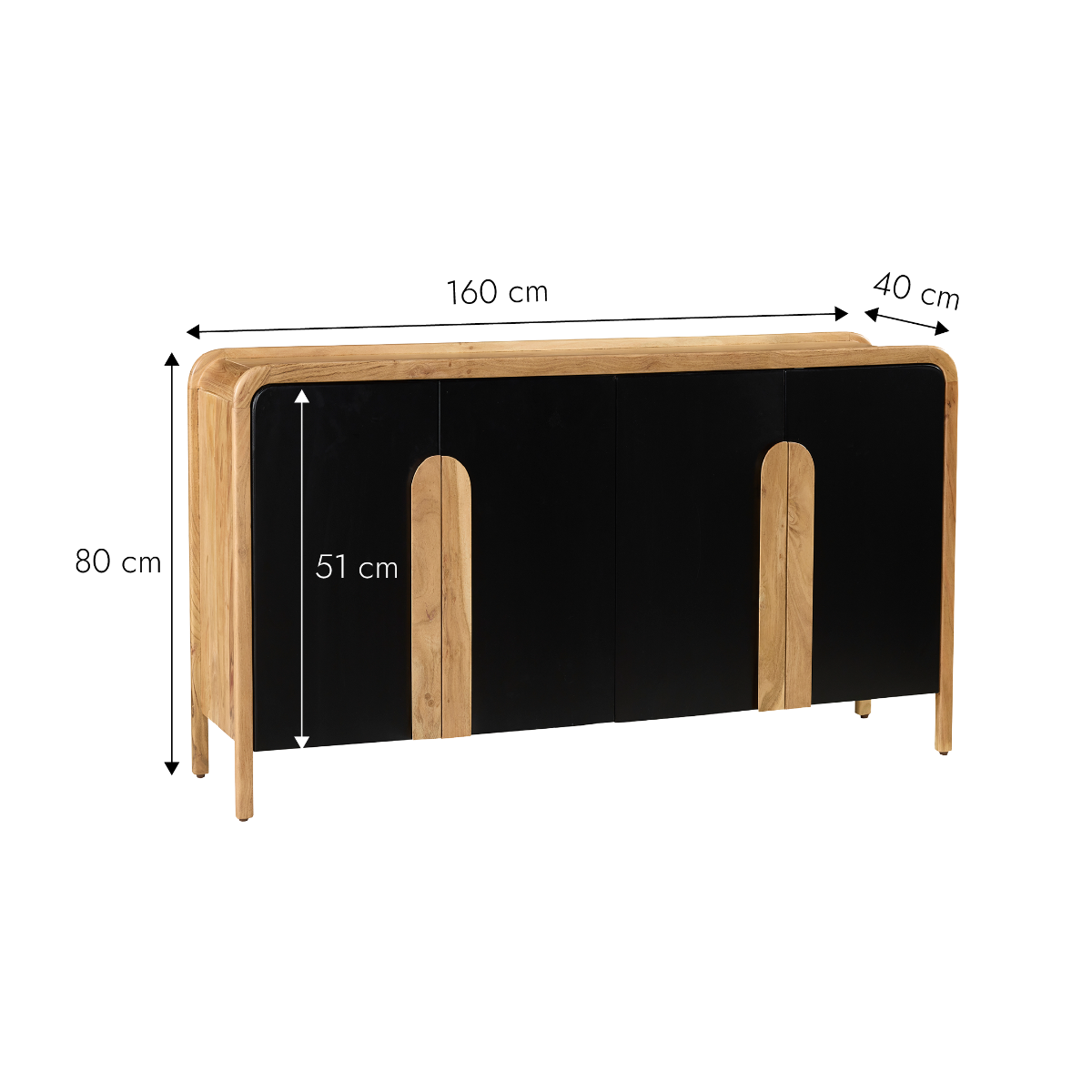 Buffet 4 portes en bois d'acacia César
