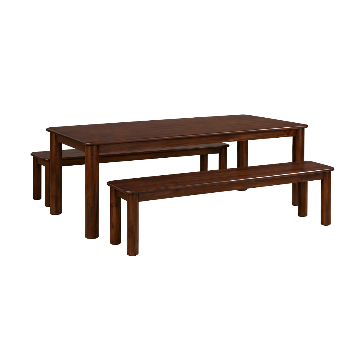 Table à manger + 2 bancs en bois de manguier Riven