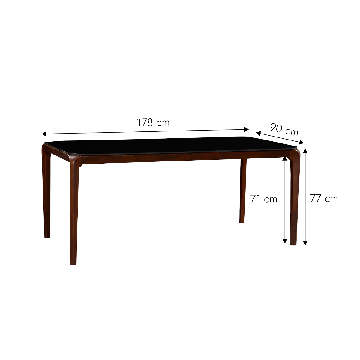 Table à manger en bois de manguier et en verre Carrie