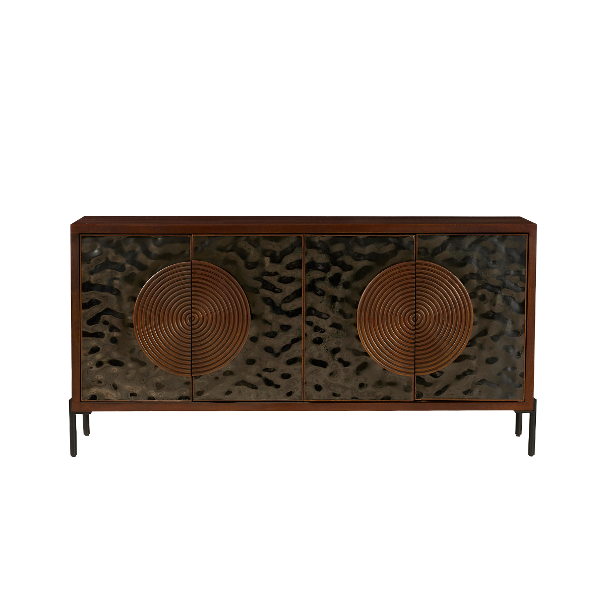 Buffet 4 portes en bois de manguier et métal Nayeli