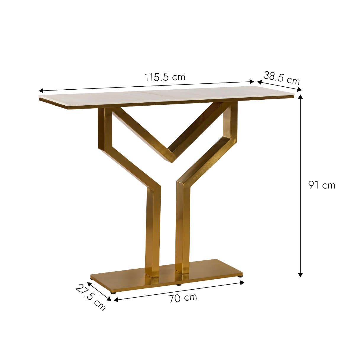 Console en métal doré et en céramique Ayla