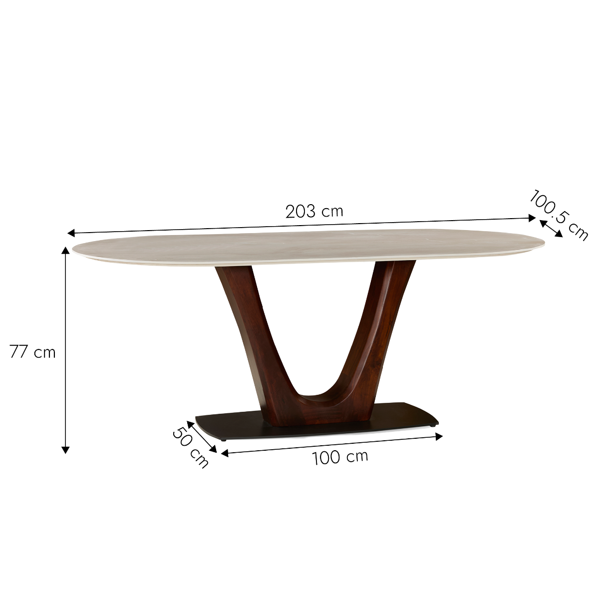 Table à manger en bois de manguier et en céramique Aydena