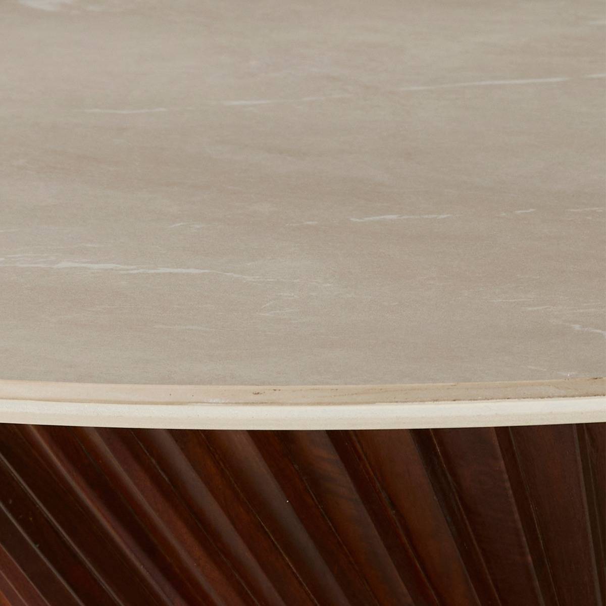 Table à manger ronde en bois de manguier et en céramique Mylaé
