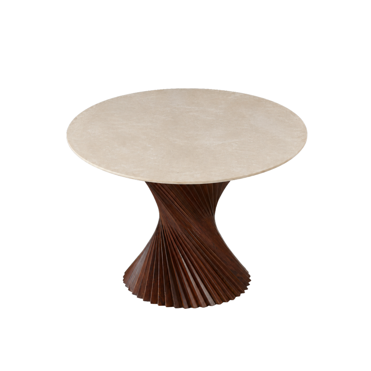 Table à manger ronde en bois de manguier et en céramique Mylaé