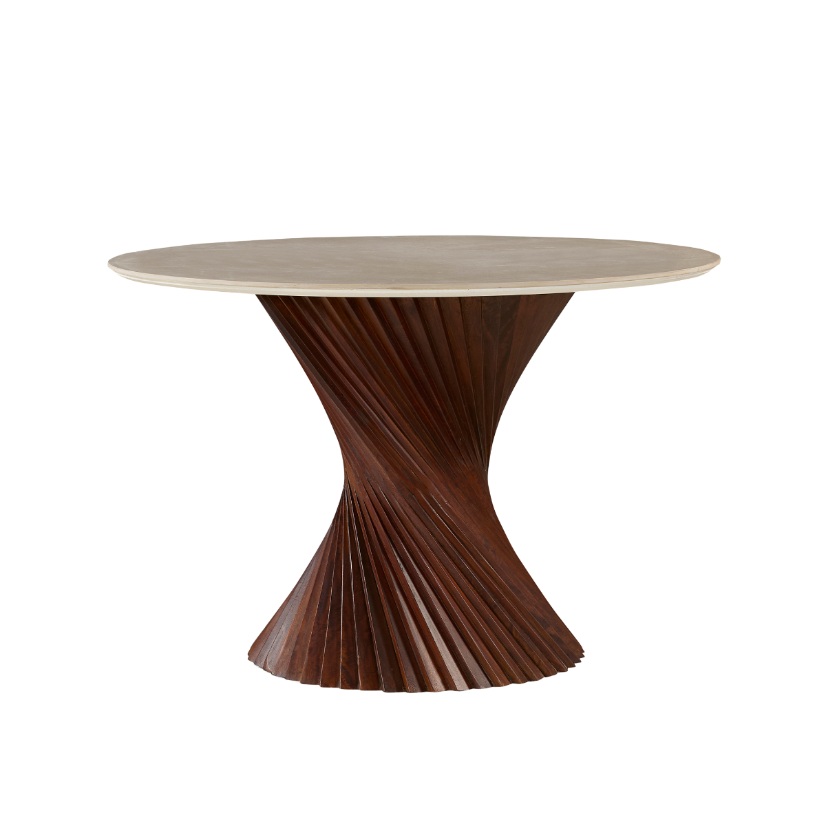 Table à manger ronde en bois de manguier et en céramique Mylaé