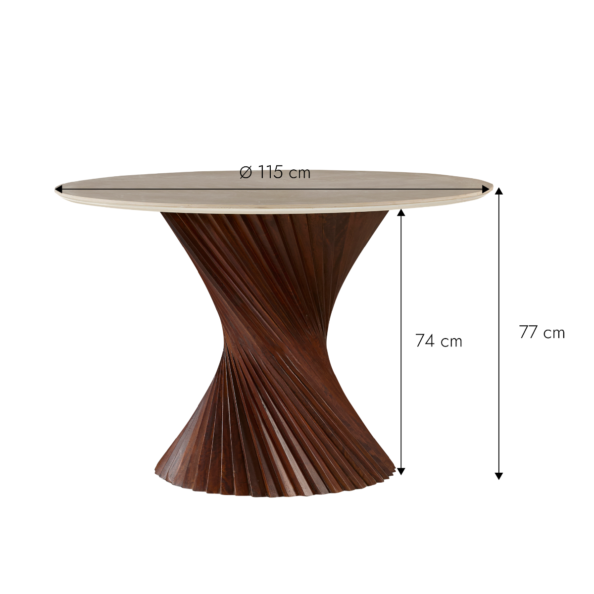 Table à manger ronde en bois de manguier et en céramique Mylaé