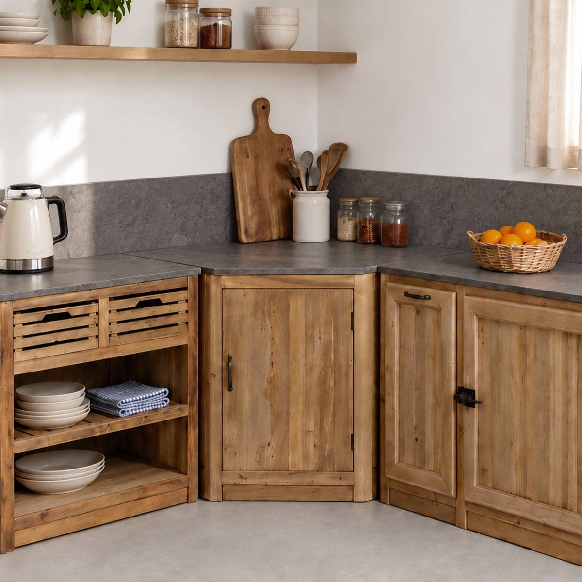 Meuble bas de cuisine en angle Champêtre