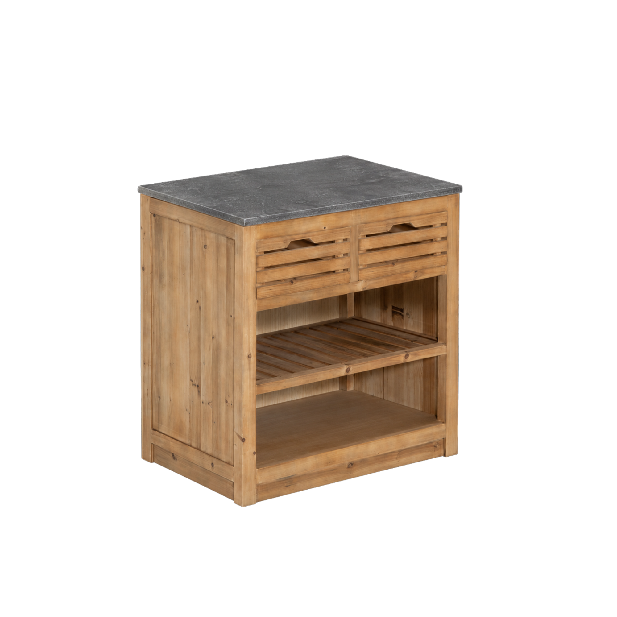 Meuble bas de cuisine 2 tiroirs + 1 étagère Champêtre