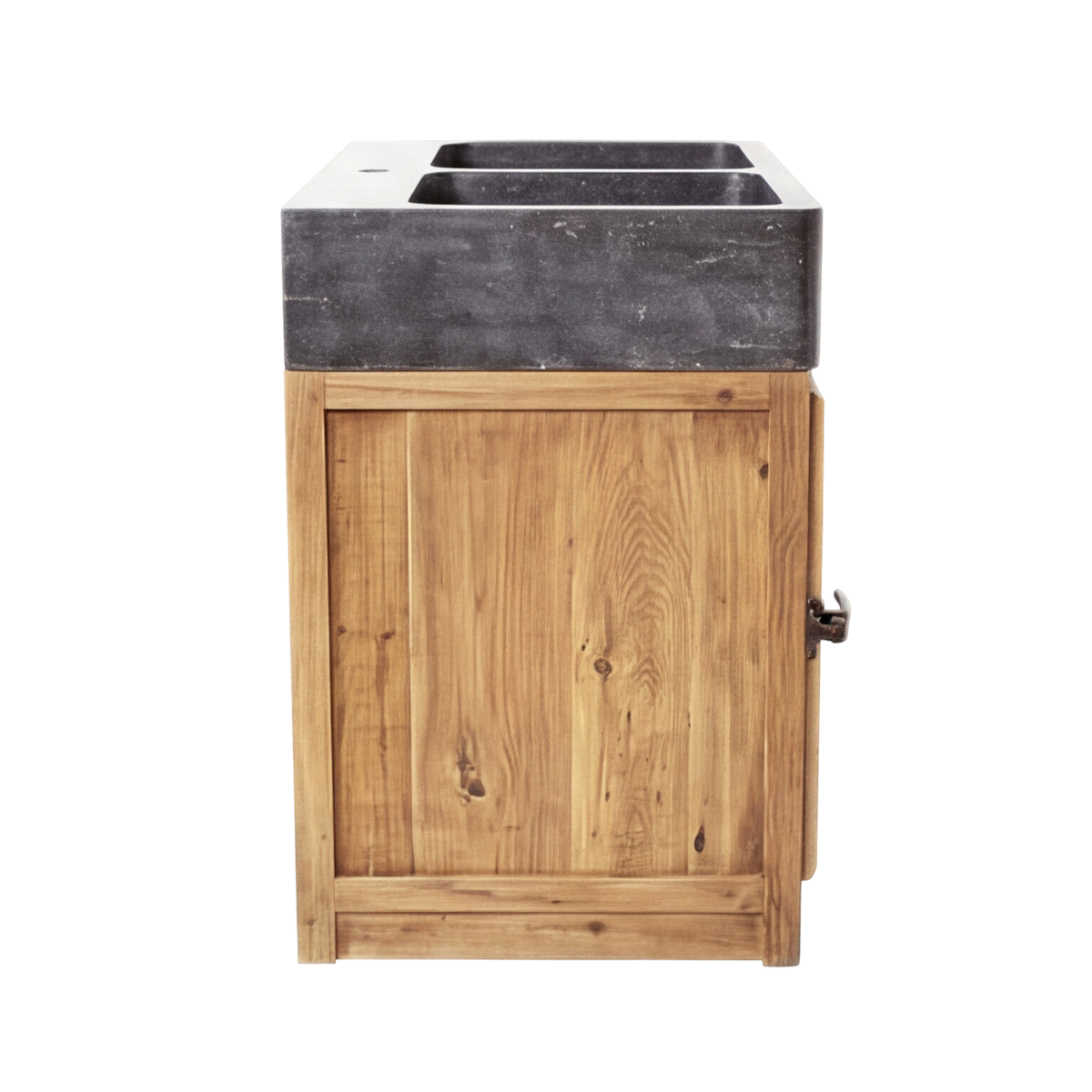 Meuble bas de cuisine évier 2 vasques pierre bleue Champêtre