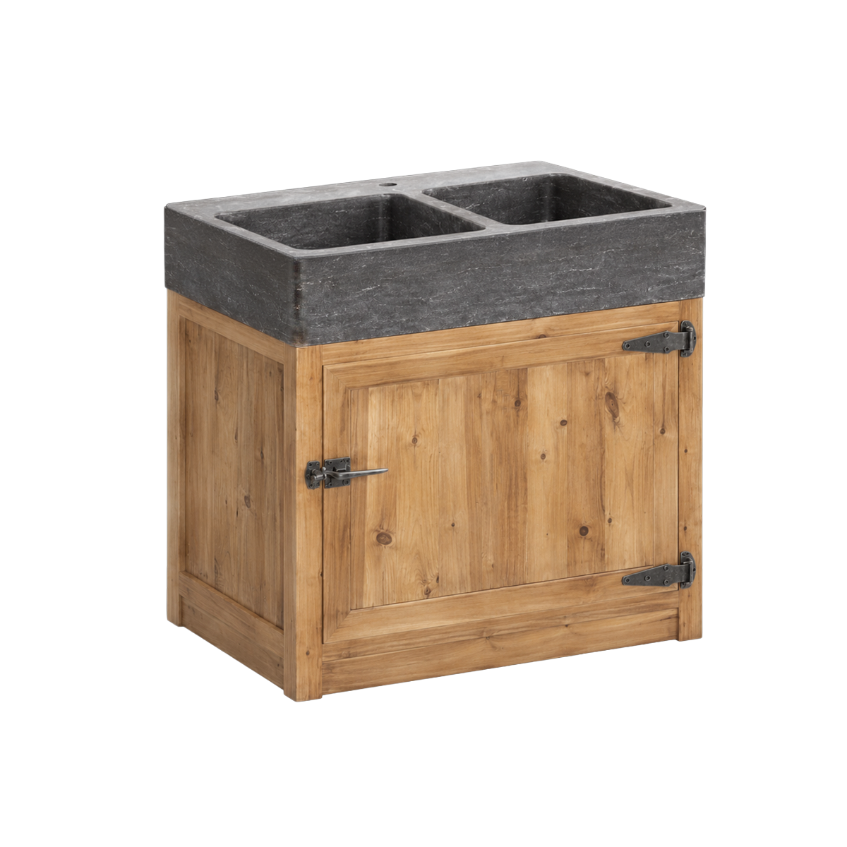 Meuble bas de cuisine évier 2 vasques pierre bleue Champêtre
