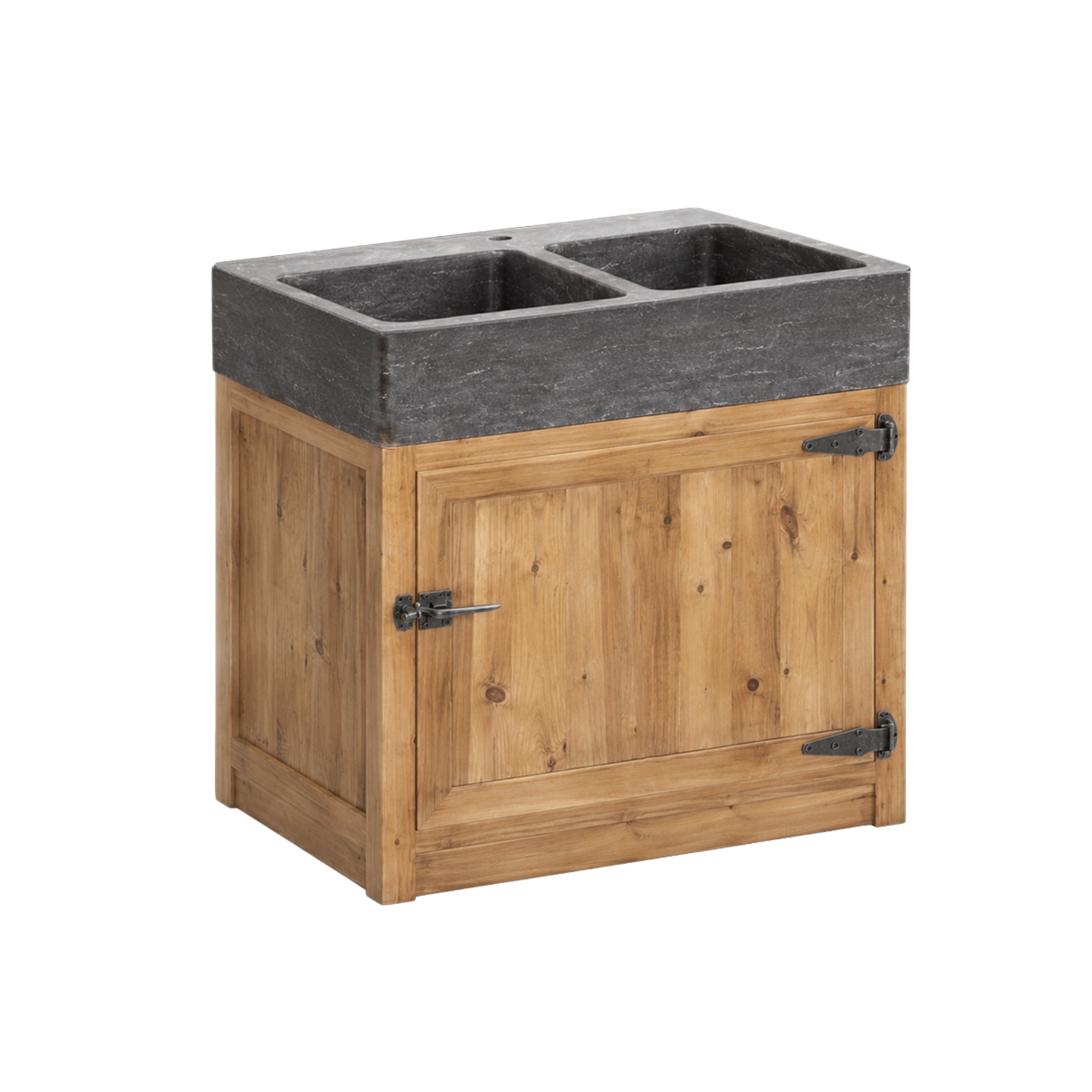 Meuble bas de cuisine évier 2 vasques pierre bleue Champêtre