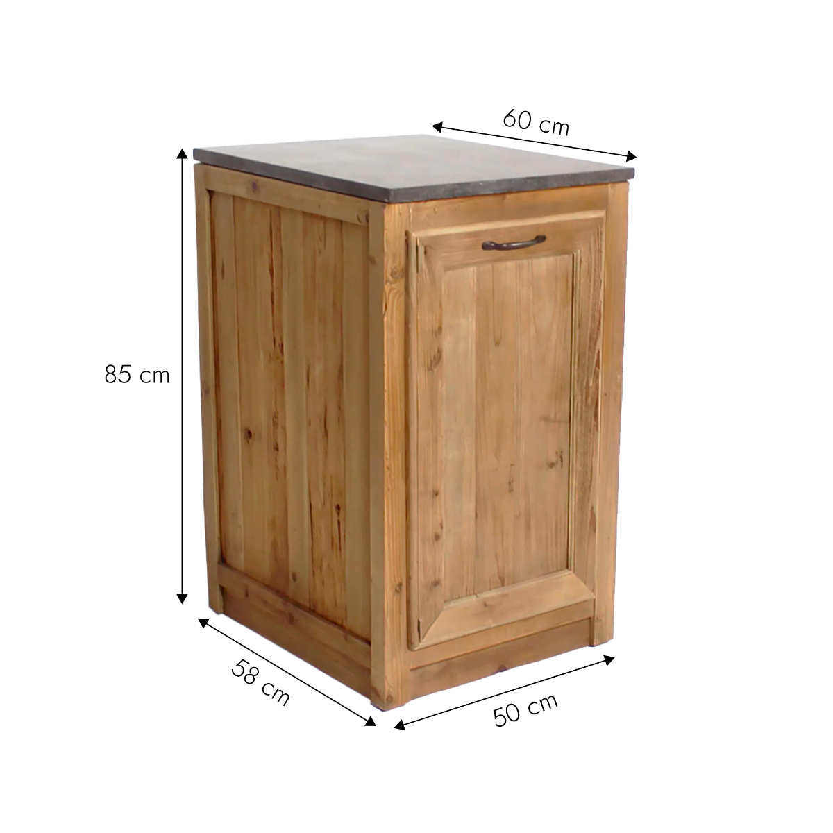 Meuble bas de cuisine 1 porte rangement poubelle Champêtre