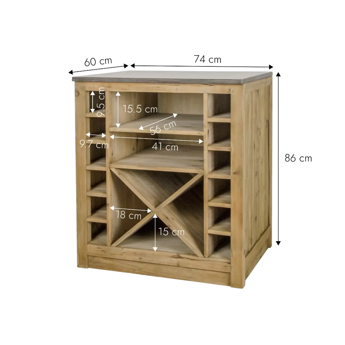 Meuble bas de cuisine range-bouteilles Champêtre