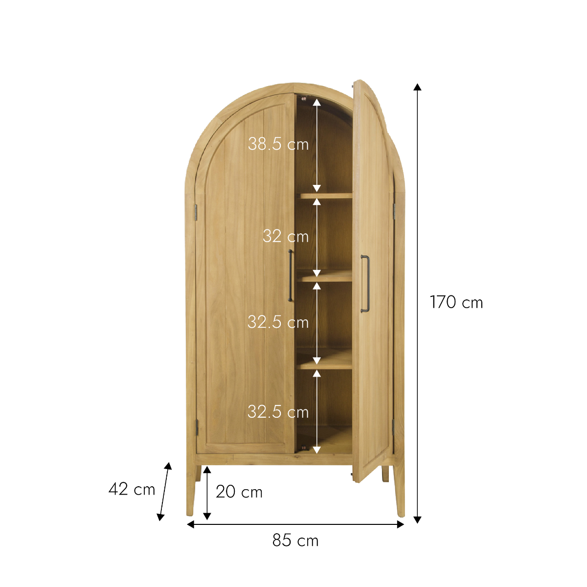 Armoire arrondie en bois d'orme Alicia