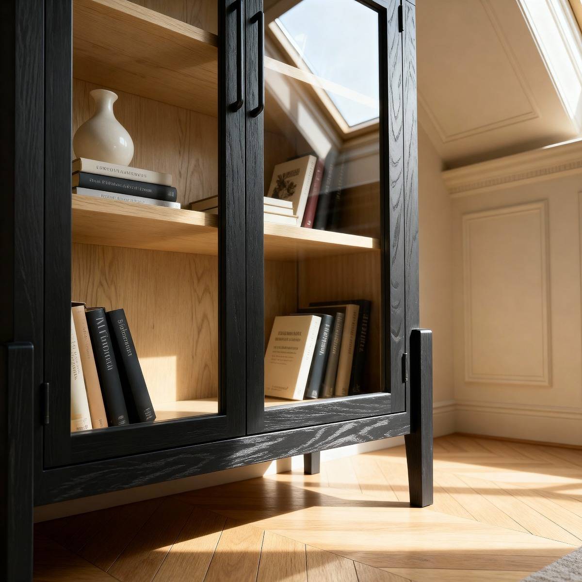 Vitrine arrondie en bois de orme Bruce