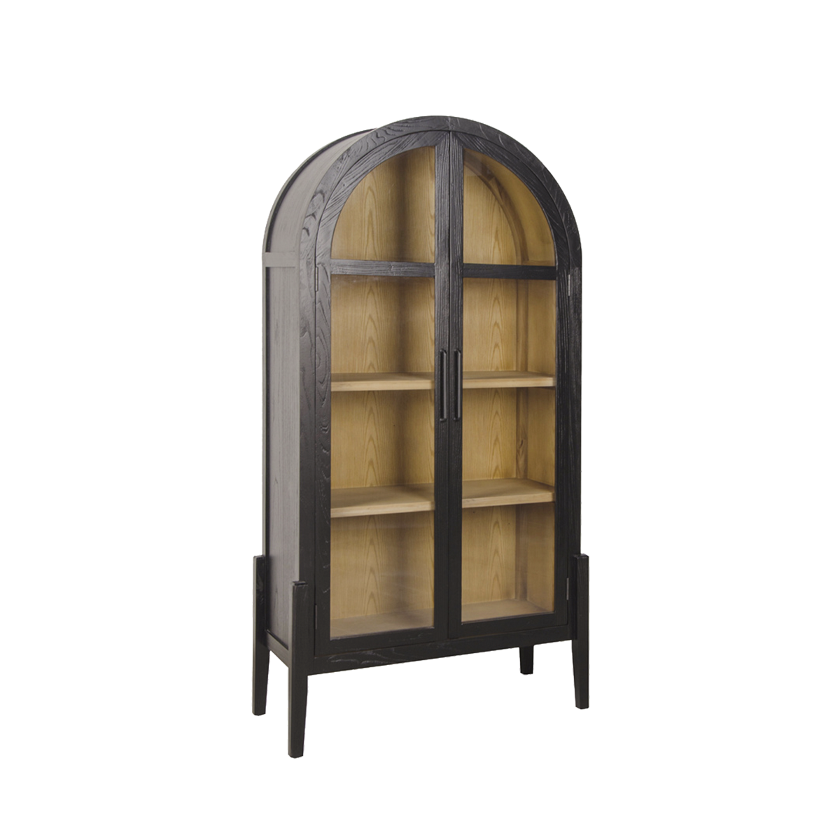 Vitrine arrondie en bois d'orme Bruce