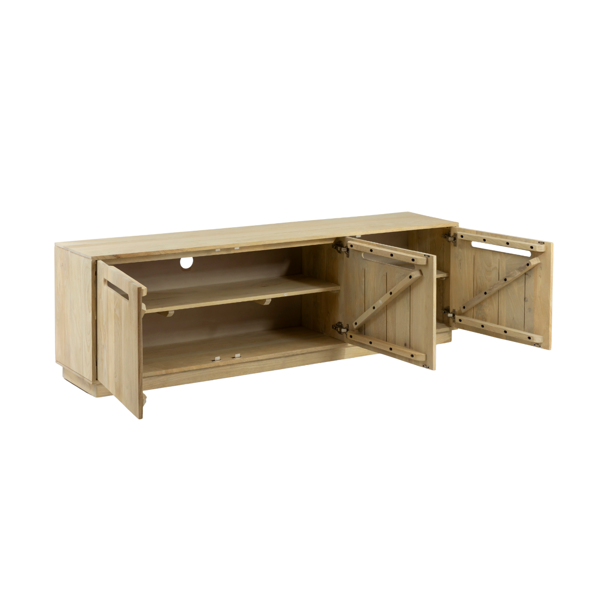 Meuble TV 3 tiroirs en bois de manguier Aëlys