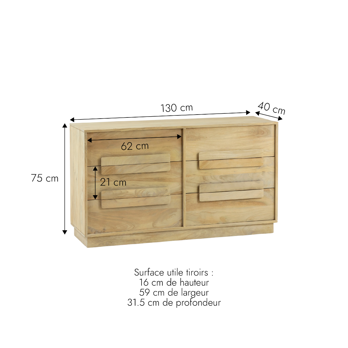 Commode en bois de manguier Lioris