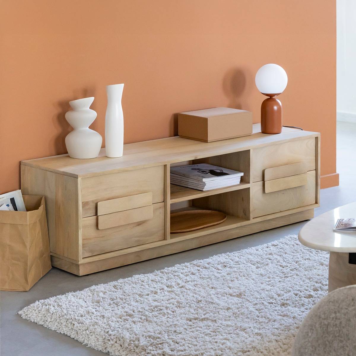 Meuble TV en bois de manguier Lioris