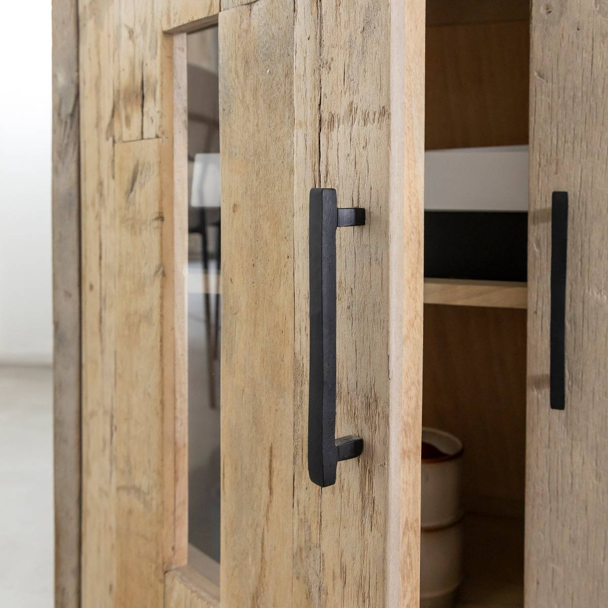 Buffet 2 portes en bois recyclé et marbre Damian