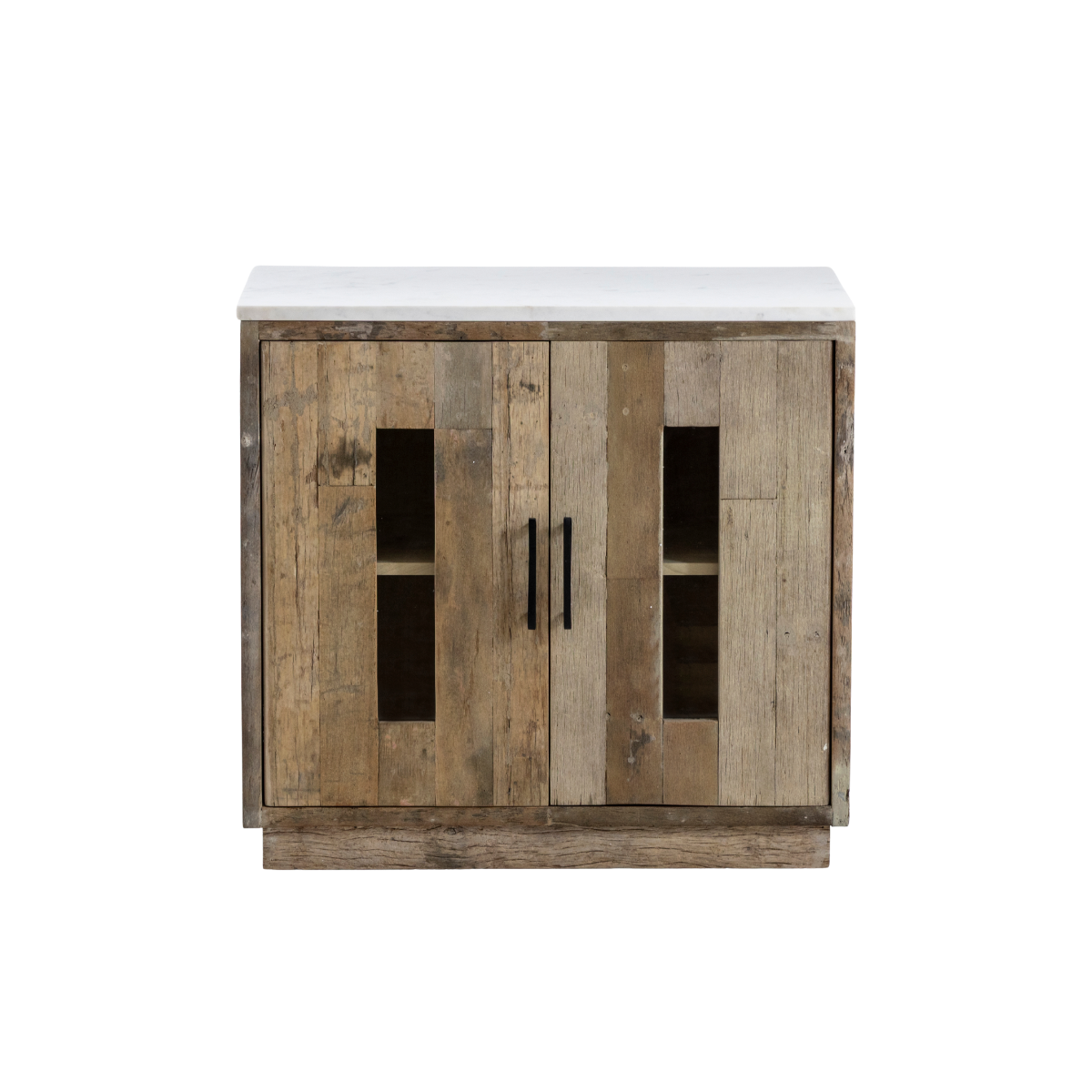 Buffet 2 portes en bois recyclé et marbre Damian