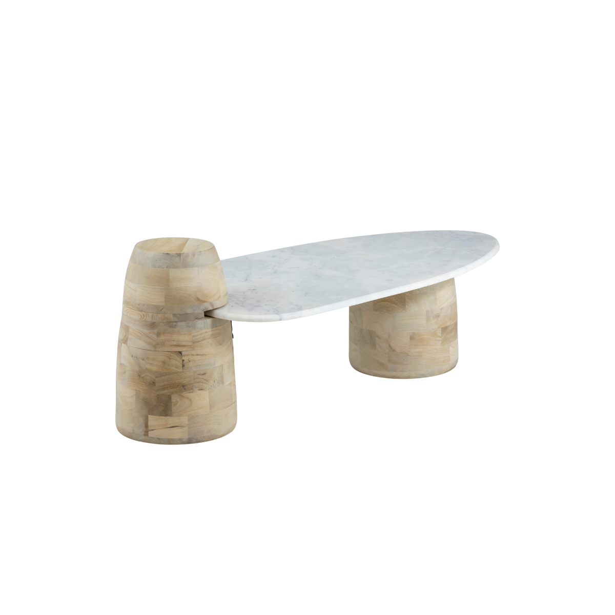 Table basse en bois de manguier et marbre Moana