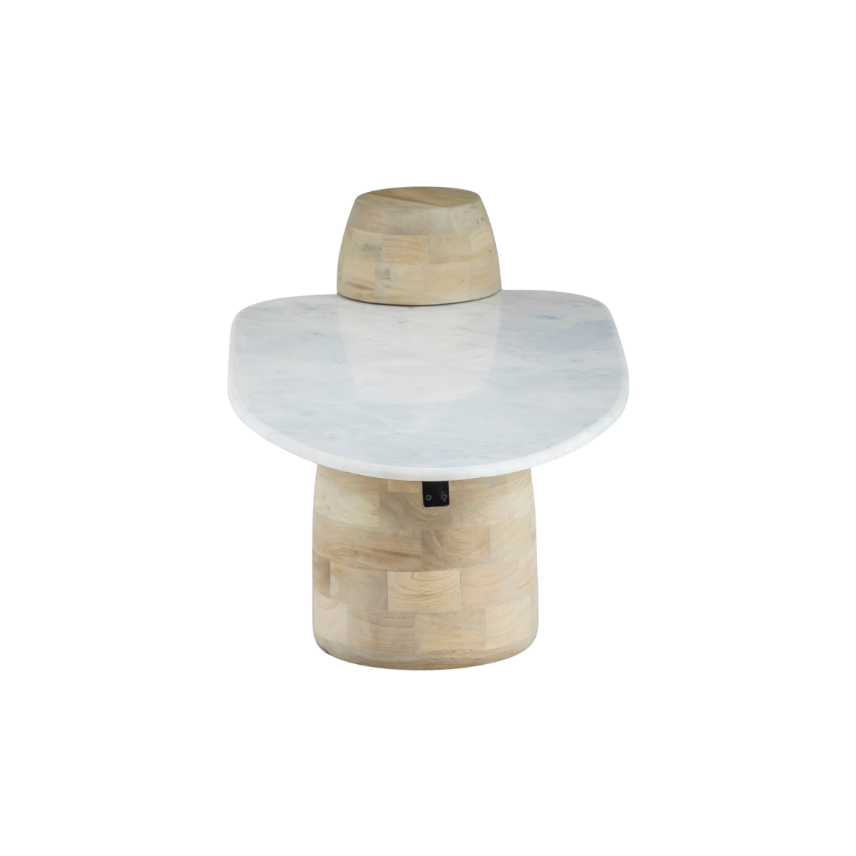 Table basse en bois de manguier et marbre Moana