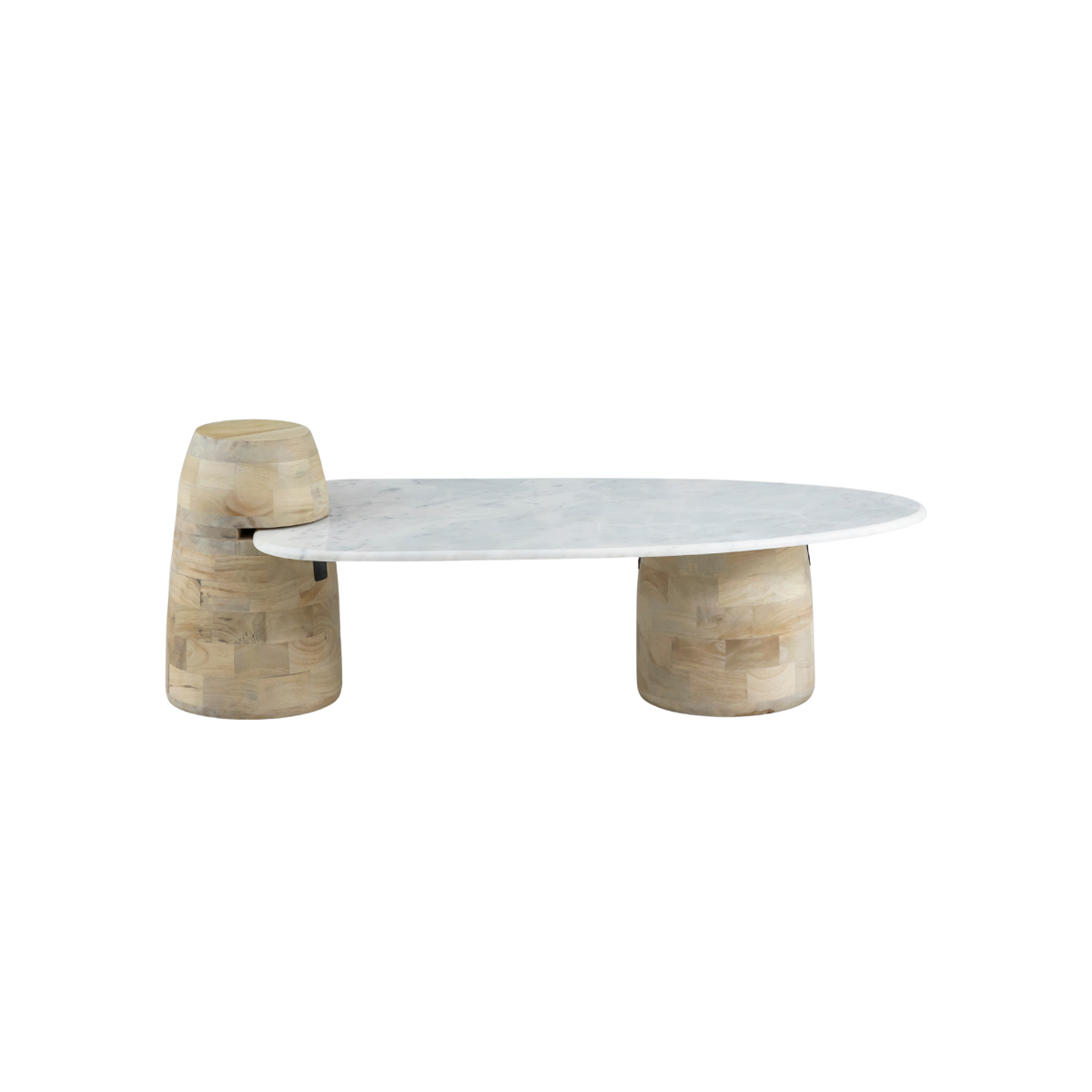 Table basse en bois de manguier et marbre Moana