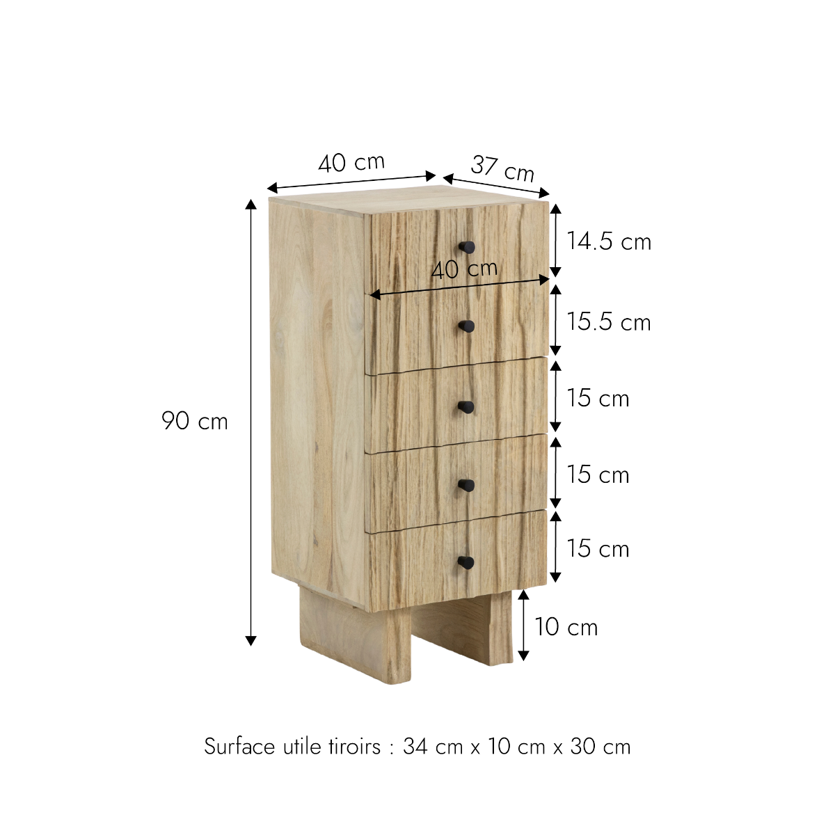 Chiffonnier en bois de manguier Aëlys