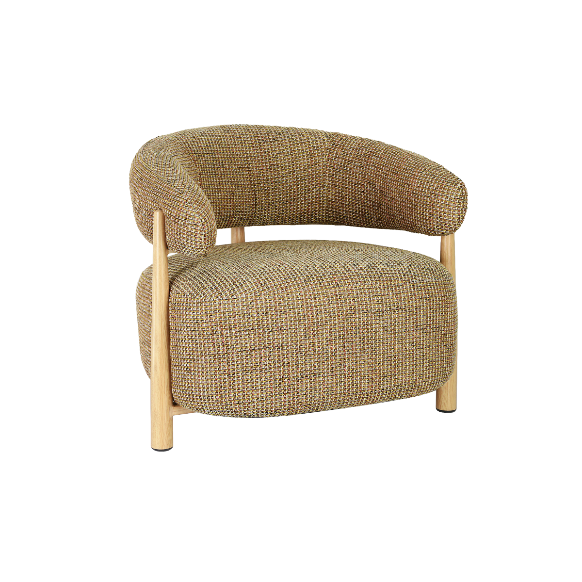 Fauteuil en tissu marron clair et pieds en métal effet bois Anelia