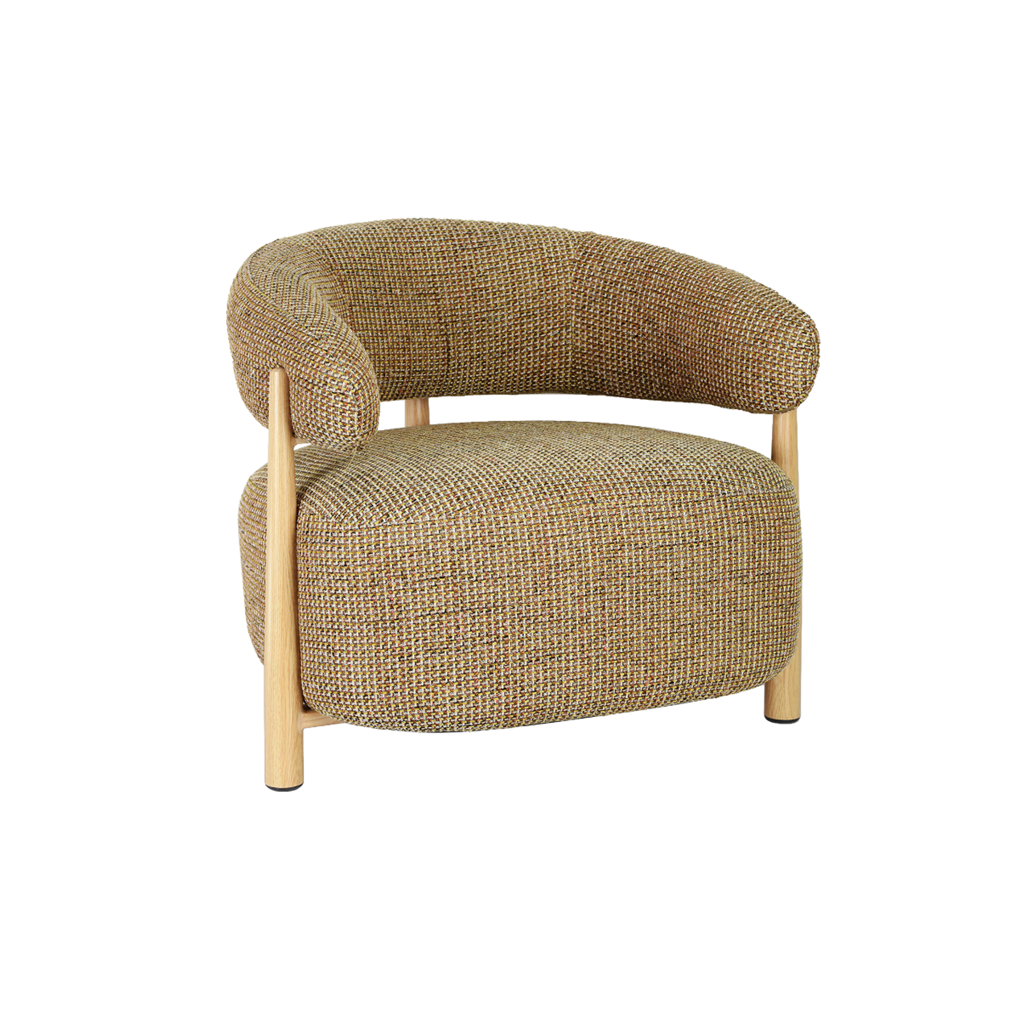 Fauteuil en tissu marron clair et pieds en métal effet bois Anelia