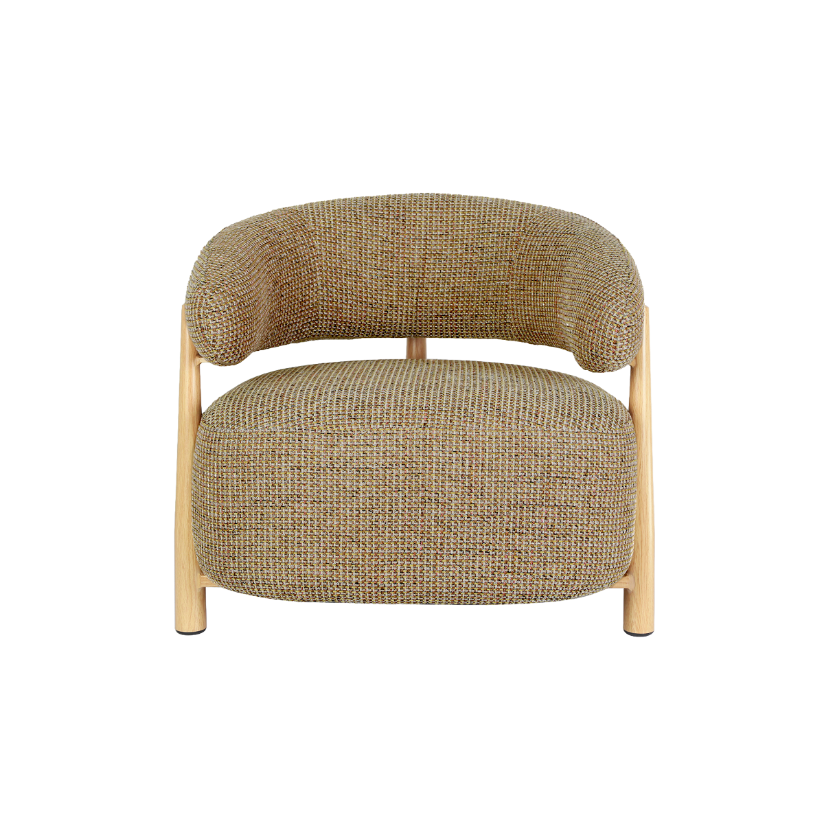 Fauteuil en tissu marron clair et pieds en métal effet bois Anelia