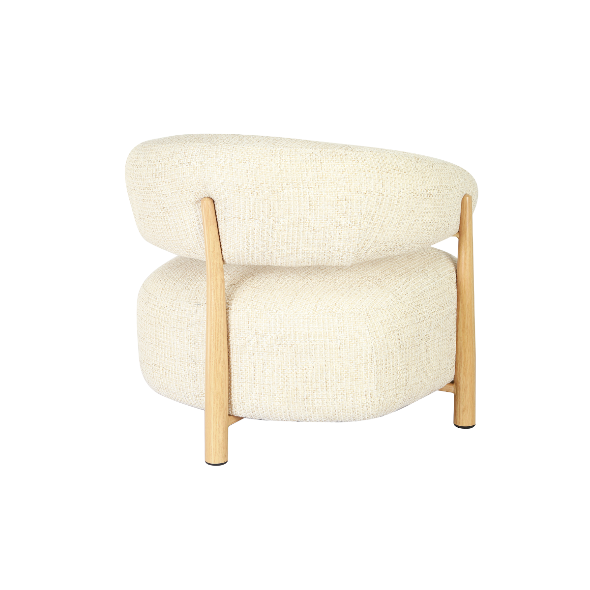 Fauteuil en tissu écru et pieds en métal effet bois Anelia