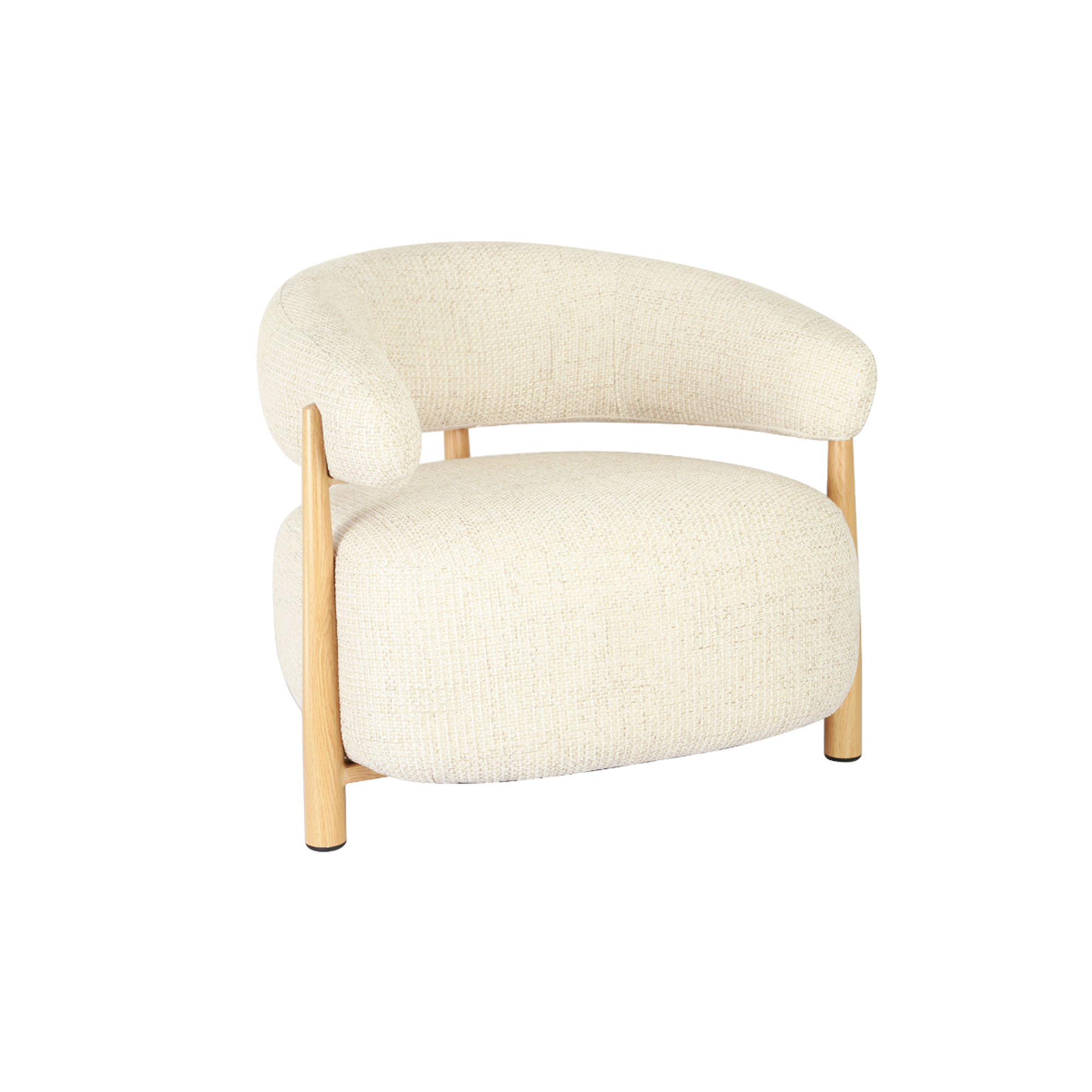 Fauteuil en tissu écru et pieds en métal effet bois Anelia