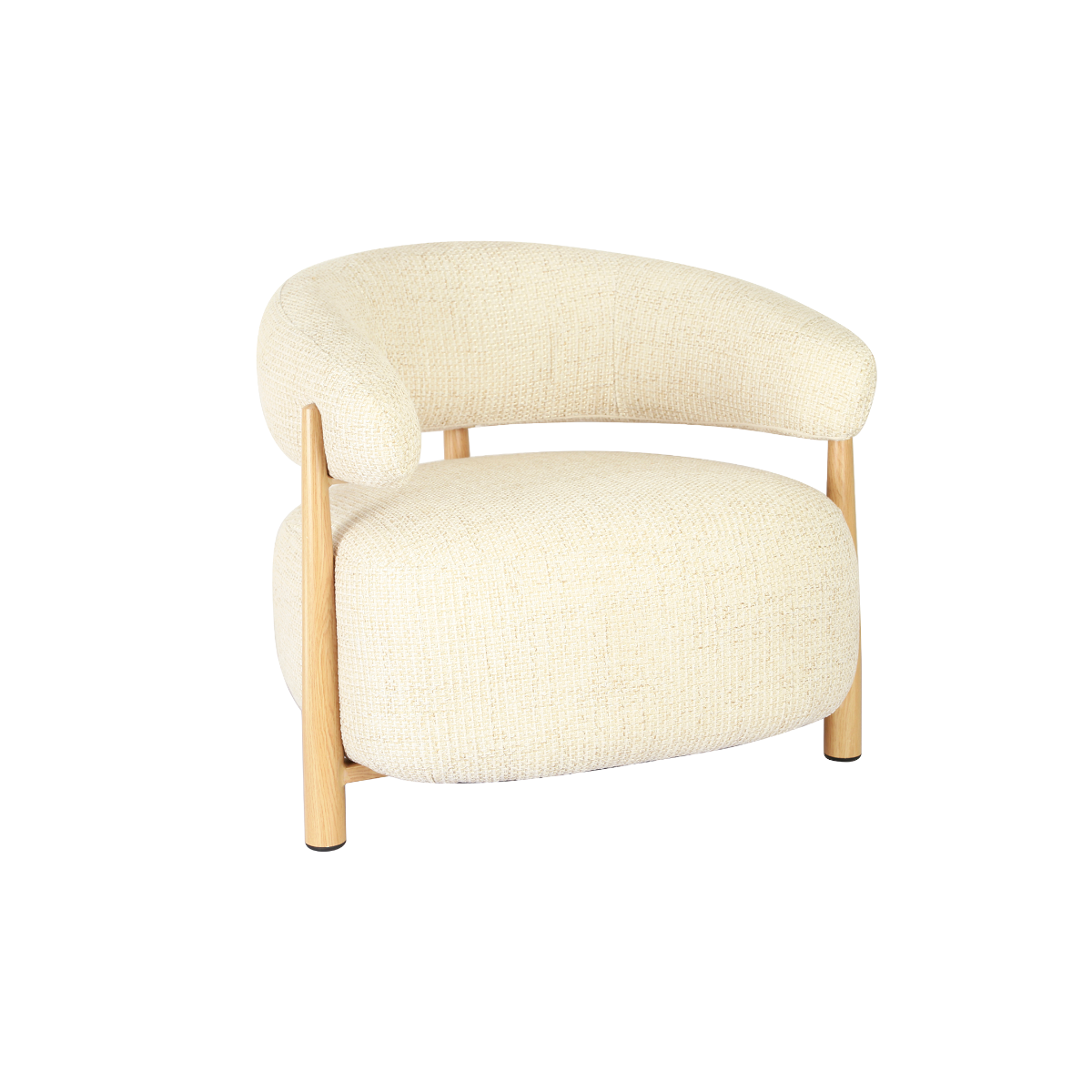 Fauteuil en tissu écru et pieds en métal effet bois Anelia