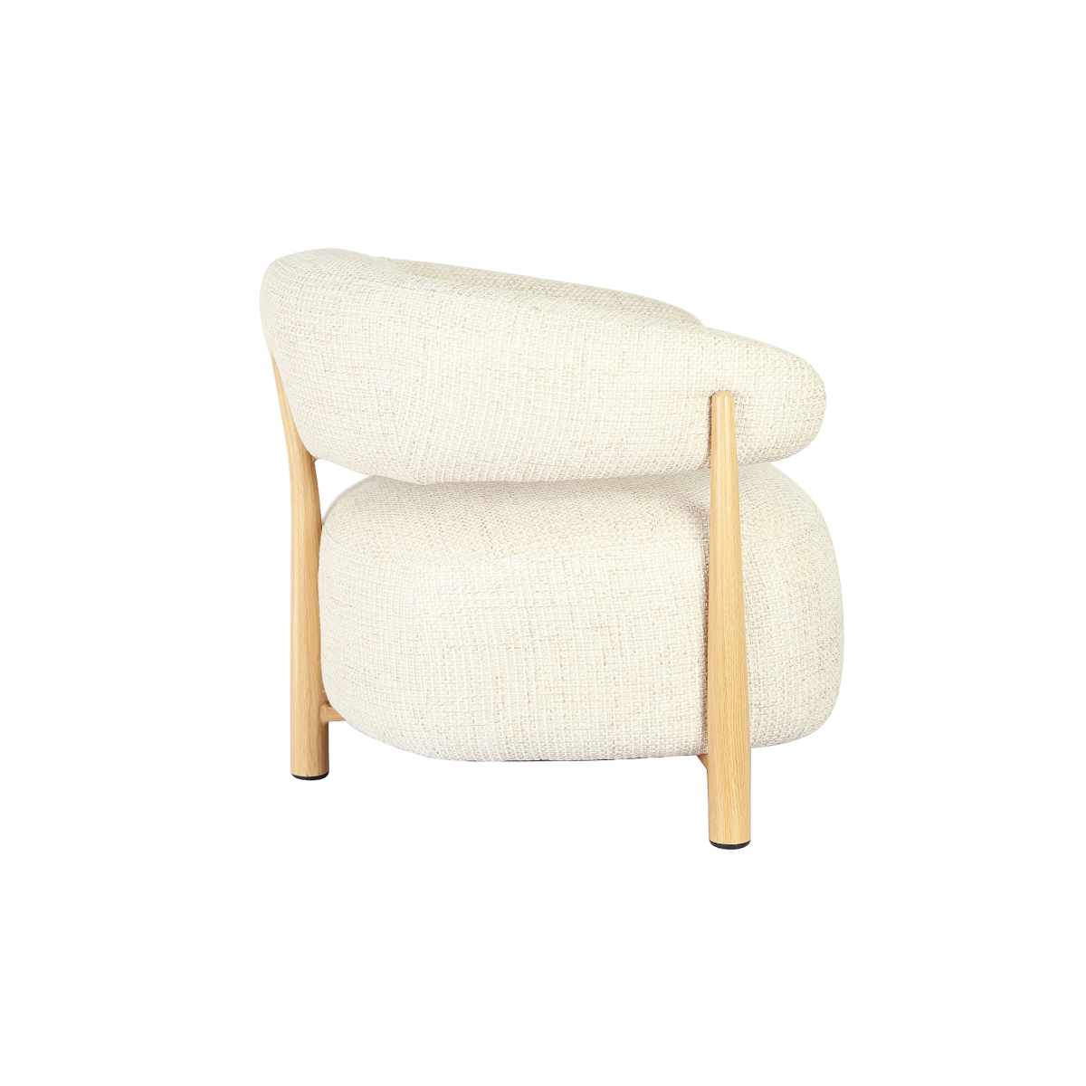 Fauteuil en tissu écru et pieds en métal effet bois Anelia