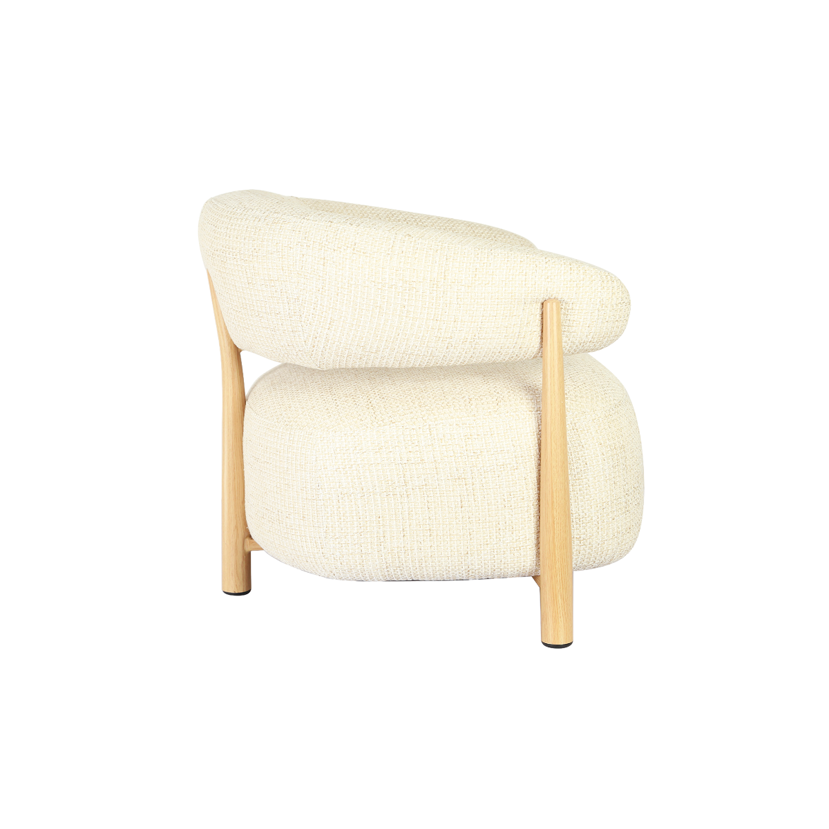 Fauteuil en tissu écru et pieds en métal effet bois Anelia