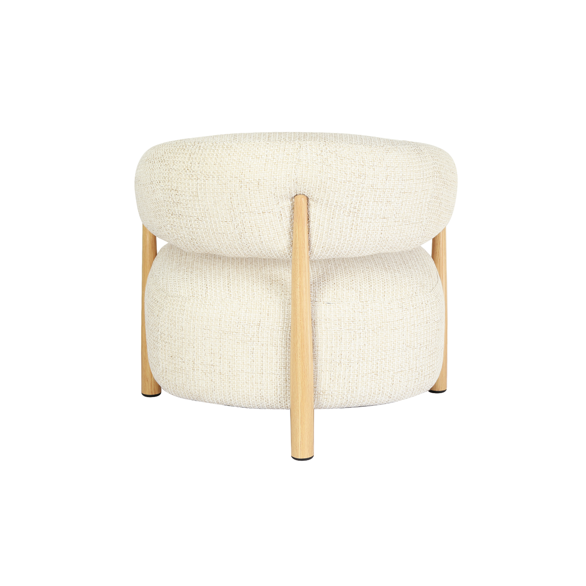 Fauteuil en tissu écru et pieds en métal effet bois Anelia