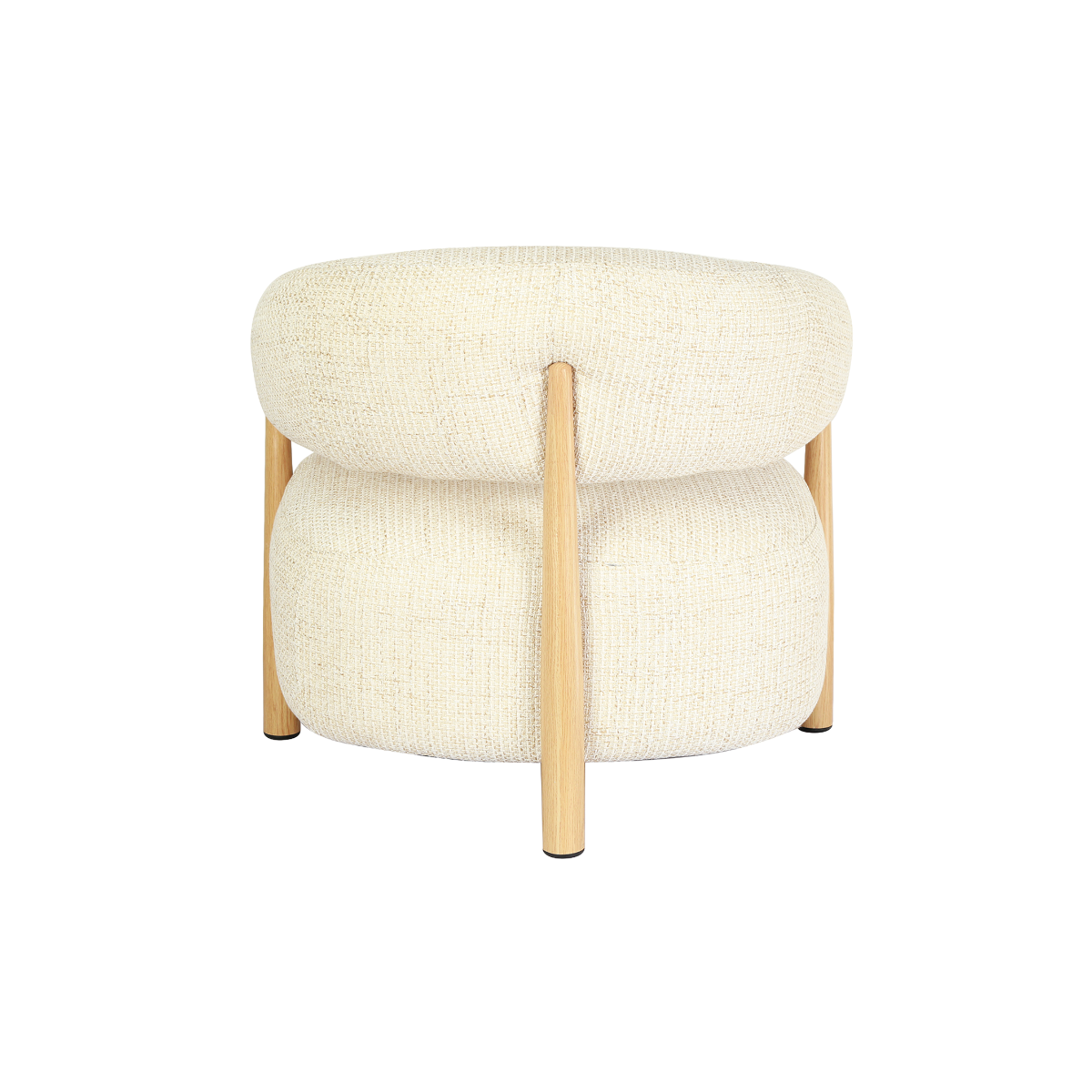 Fauteuil en tissu écru et pieds en métal effet bois Anelia