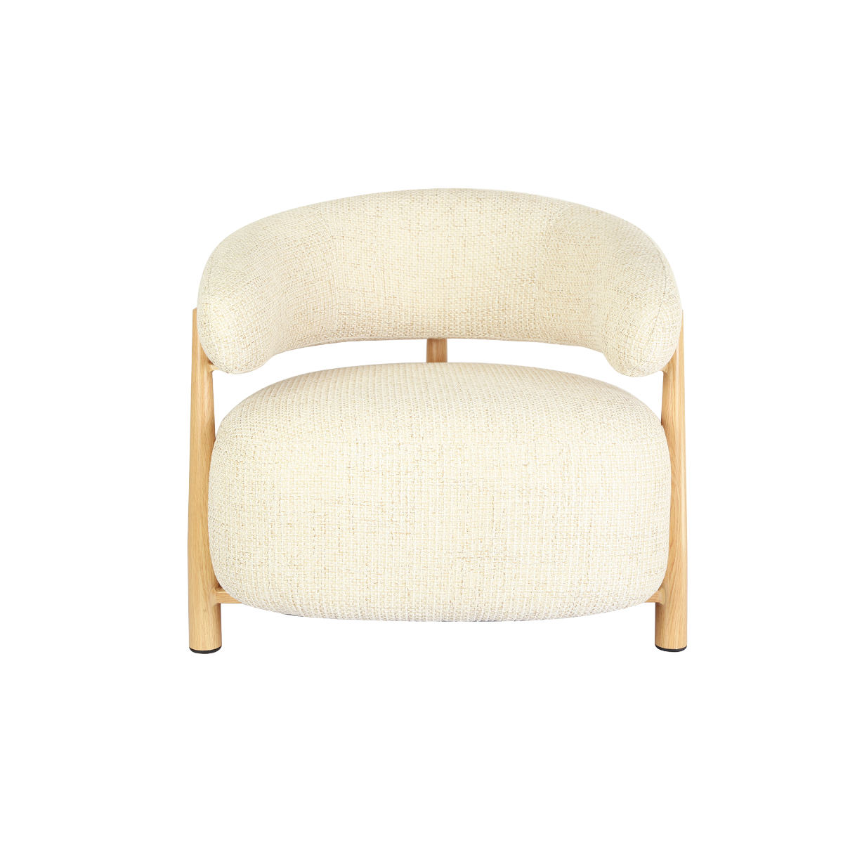 Fauteuil en tissu écru et pieds en métal effet bois Anelia